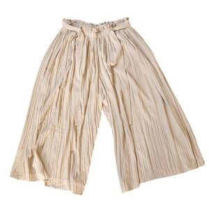 Sweet Rain‎ Pleated Wide Leg Palazzo Pants Tie Waist Beige Women's Size L